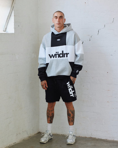 Wndrr Global Panel Hood Sweat - Black/Grey Marle