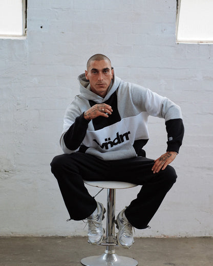 Wndrr Global Panel Hood Sweat - Black/Grey Marle
