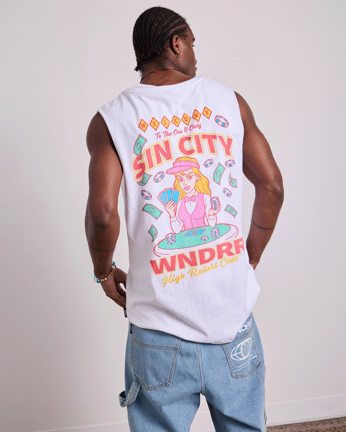 Sin CIty Muscle Top - White