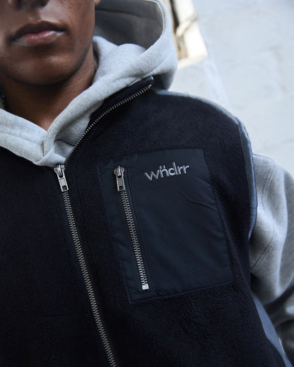 Wndrr Accent Polar Fleece Vest - Black/Grey