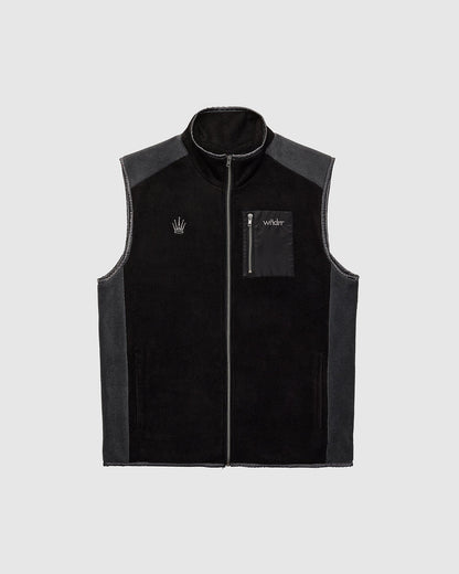 Wndrr Accent Polar Fleece Vest - Black/Grey
