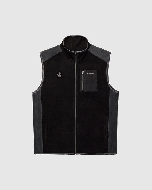 Wndrr Accent Polar Fleece Vest - Black/Grey