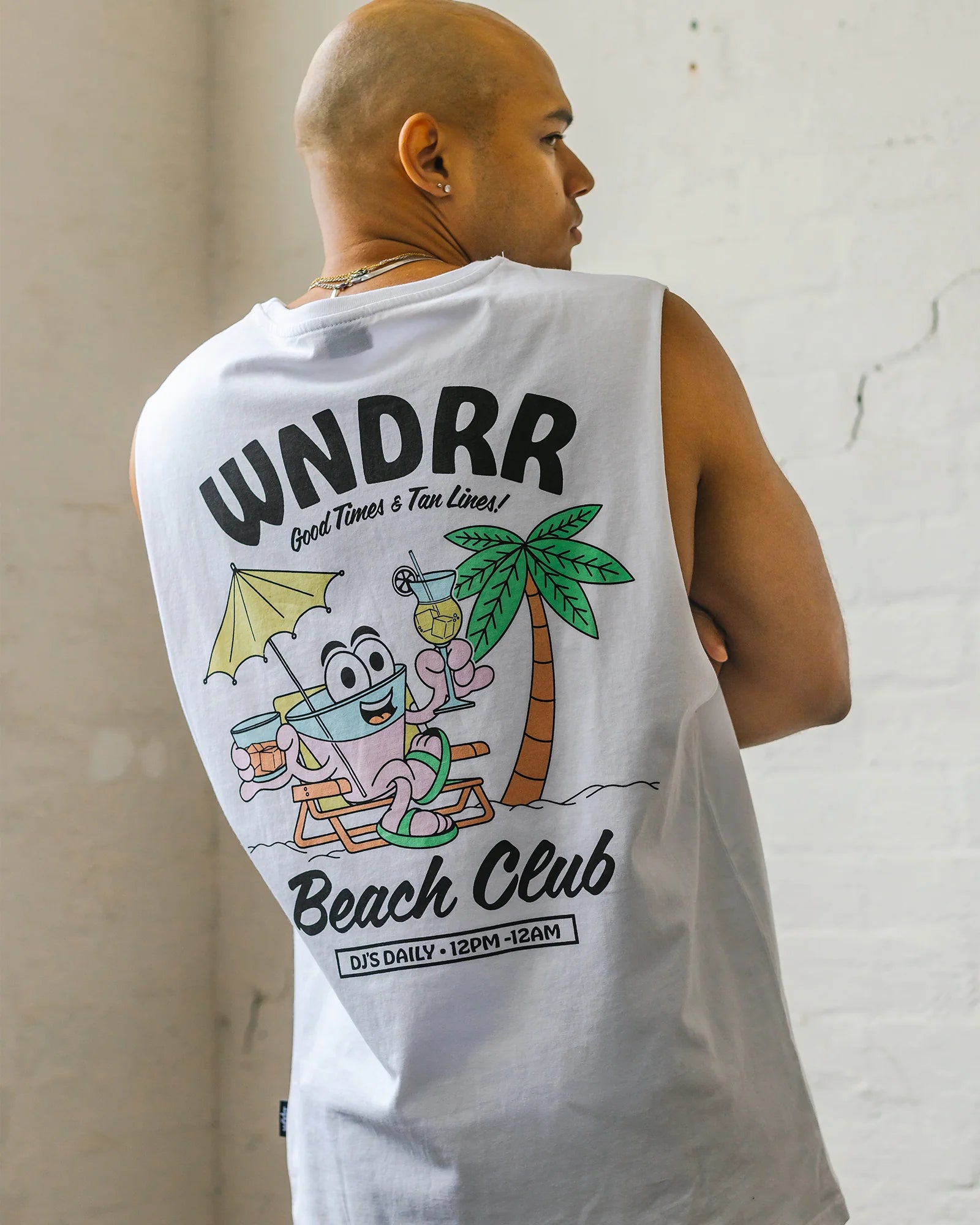 Wndrr Beach Club Muscle Top -White