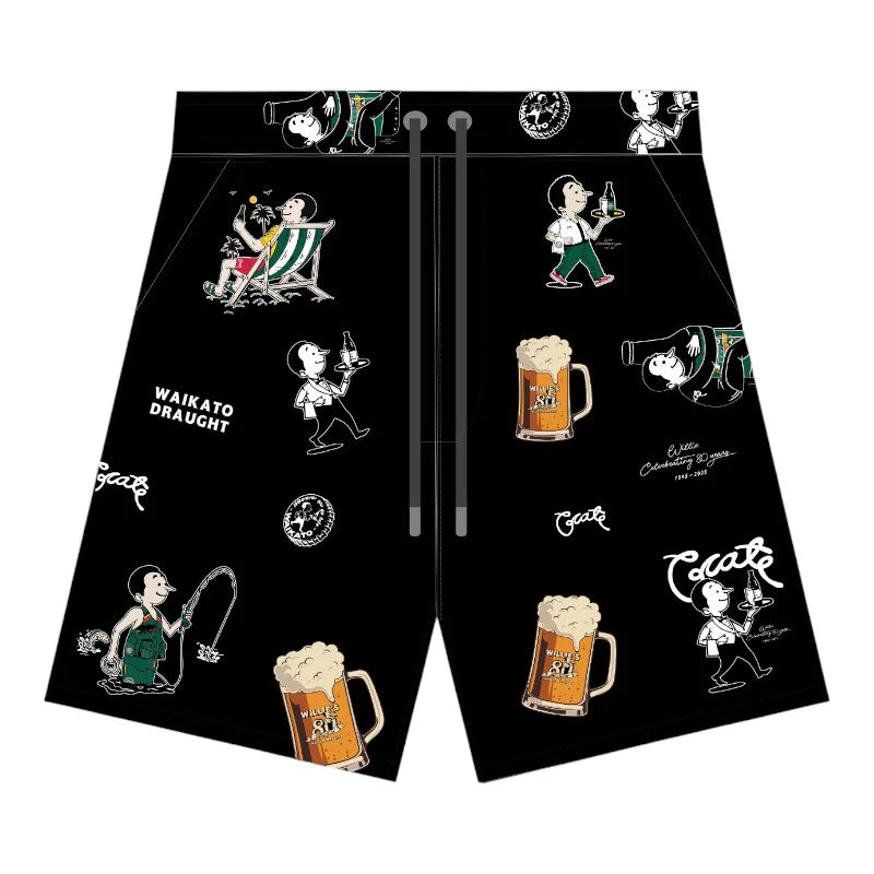 Crate X Willie The Waiter X Waikato Draught Party Shorts - Black