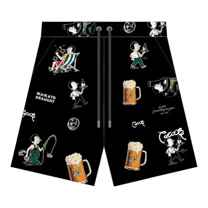Crate X Willie The Waiter X Waikato Draught Party Shorts - Black