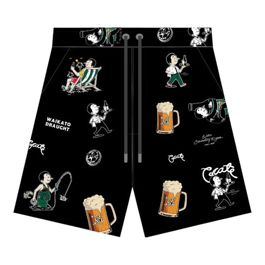 Crate X Willie The Waiter X Waikato Draught Party Shorts - Black