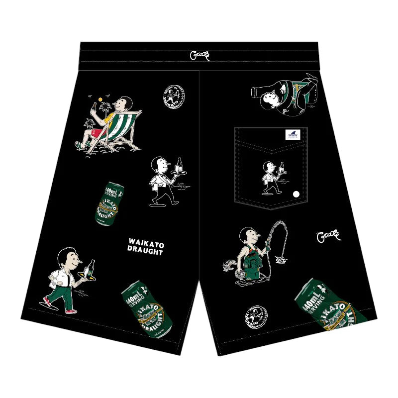 Crate X Willie The Waiter X Waikato Draught Party Shorts - Black