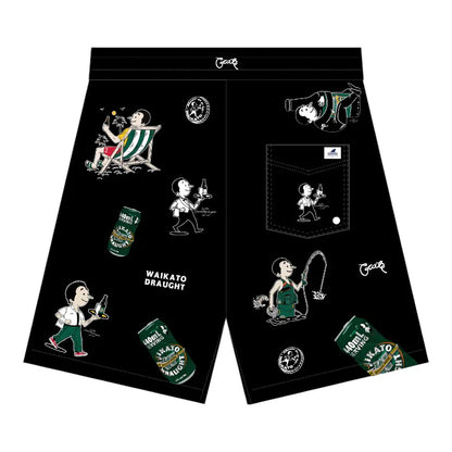 Crate X Willie The Waiter X Waikato Draught Party Shorts - Black