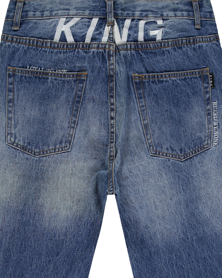 KING E15 Relaxed Fit Denim Jeans - Indigo Mid Wash