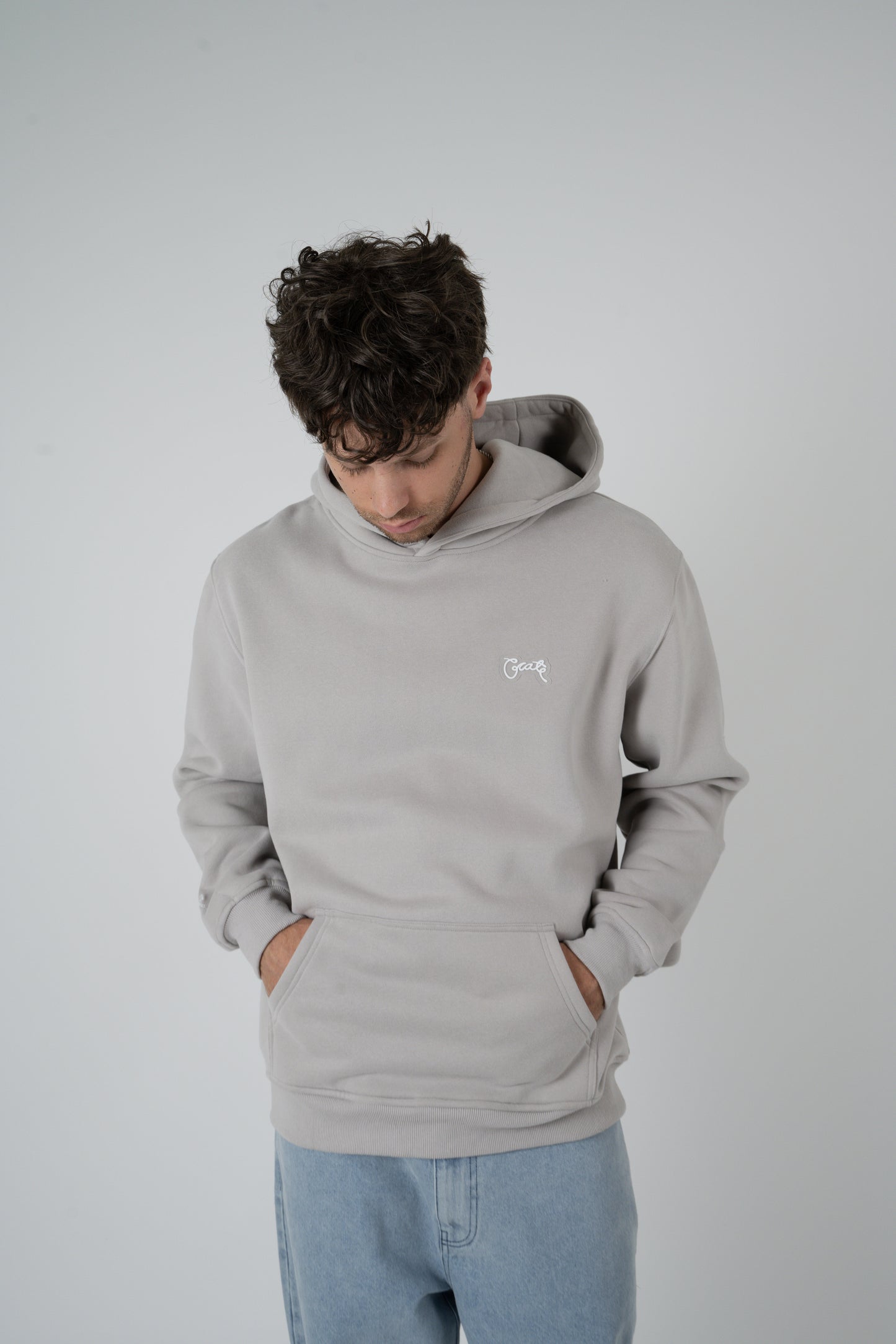 Crate Superfleece Simple Script Hoodie - Fog Grey