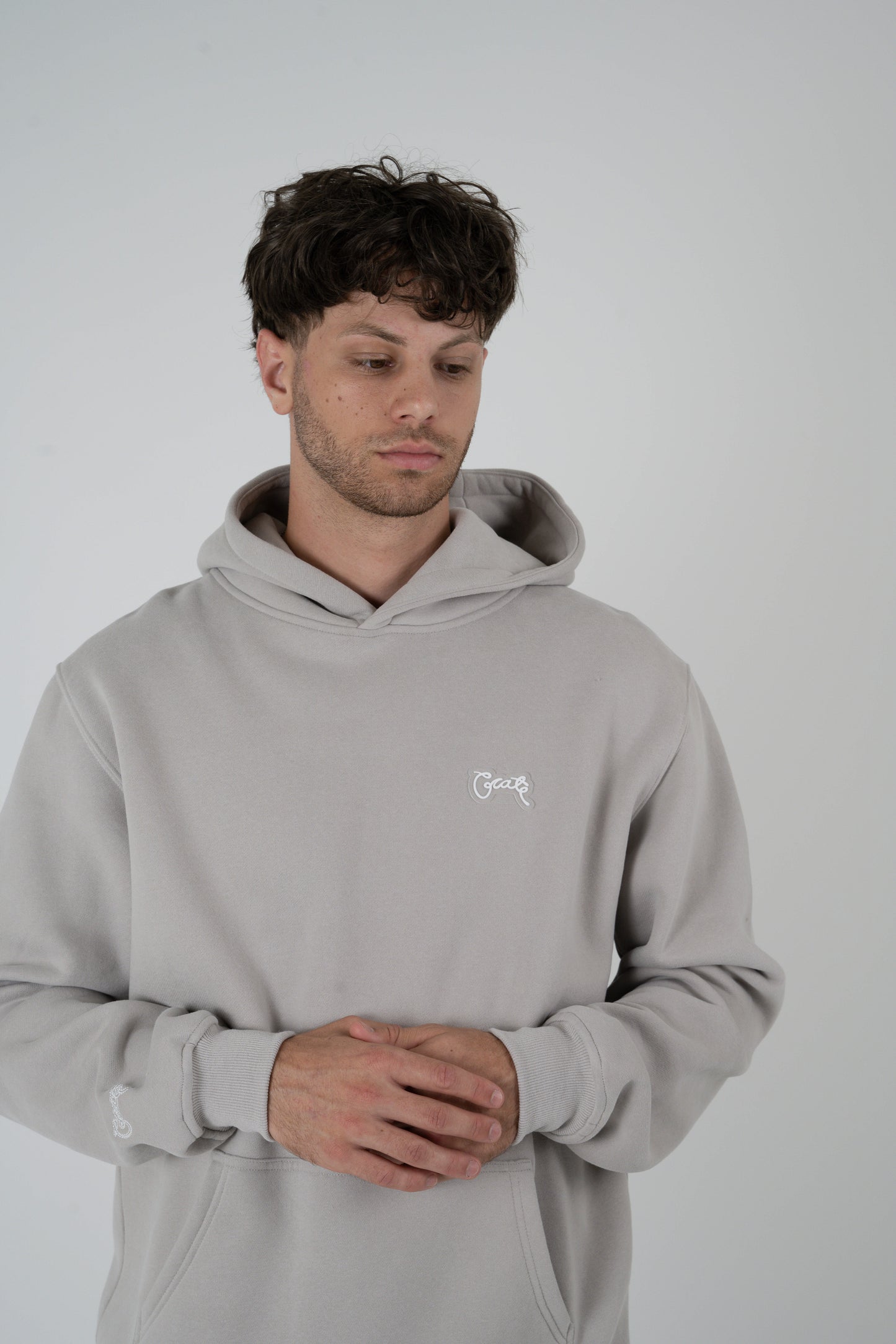 Crate Superfleece Simple Script Hoodie - Fog Grey