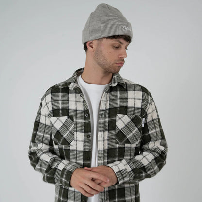 Crate Mason Flannel Waffle Plad Shirt - Olive/White