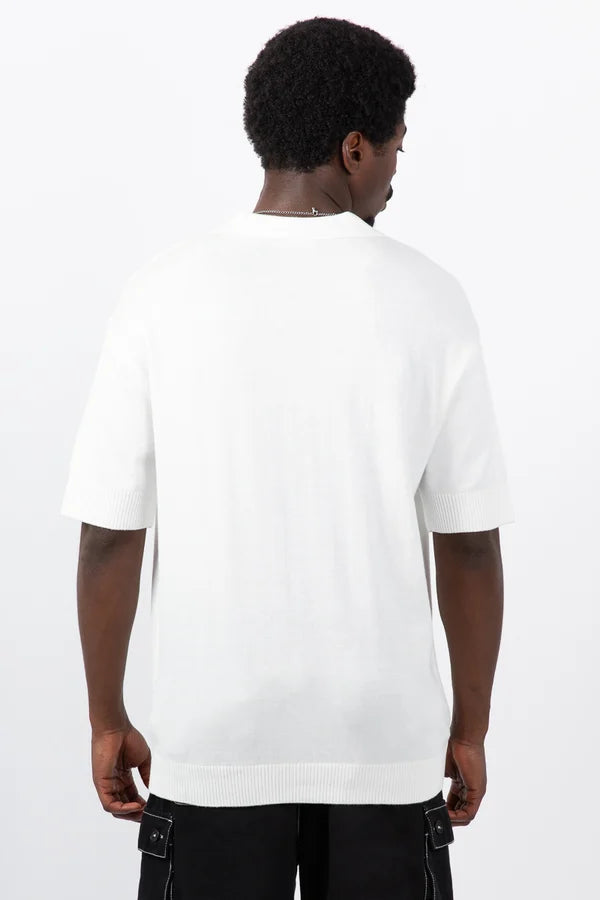 Majestic New York Yankees Zip neck Knitted Shirt - Vintage White