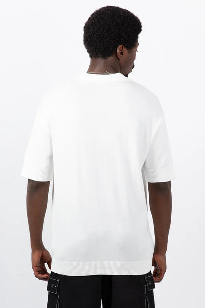 Majestic New York Yankees Zip neck Knitted Shirt - Vintage White