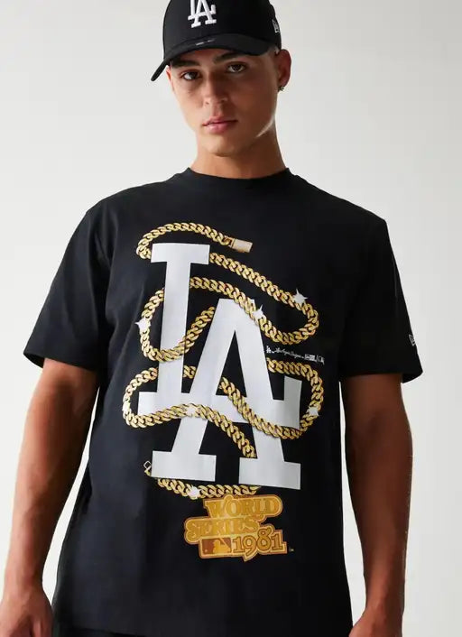 MLB Chain Los Angeles Dodgers Oversized T-Shirt - Black