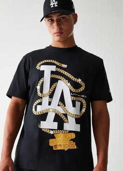 MLB Chain Los Angeles Dodgers Oversized T-Shirt - Black