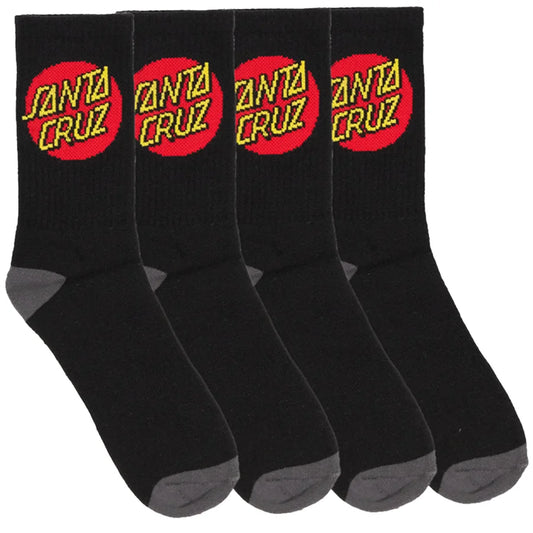 Youth Classic Dot Crew Sock 4 Pack - Black