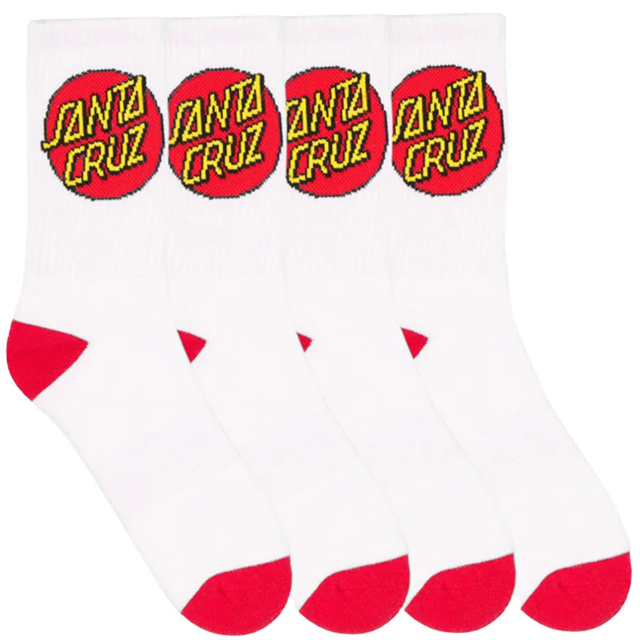 Youth Classic Dot Crew Sock 4 Pack - White