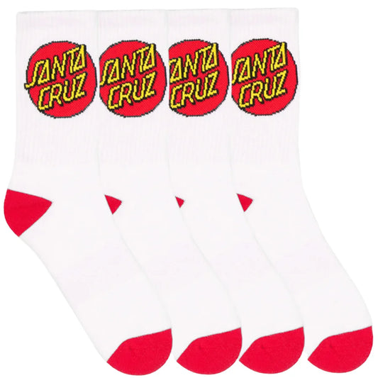 Youth Classic Dot Crew Sock 4 Pack - White
