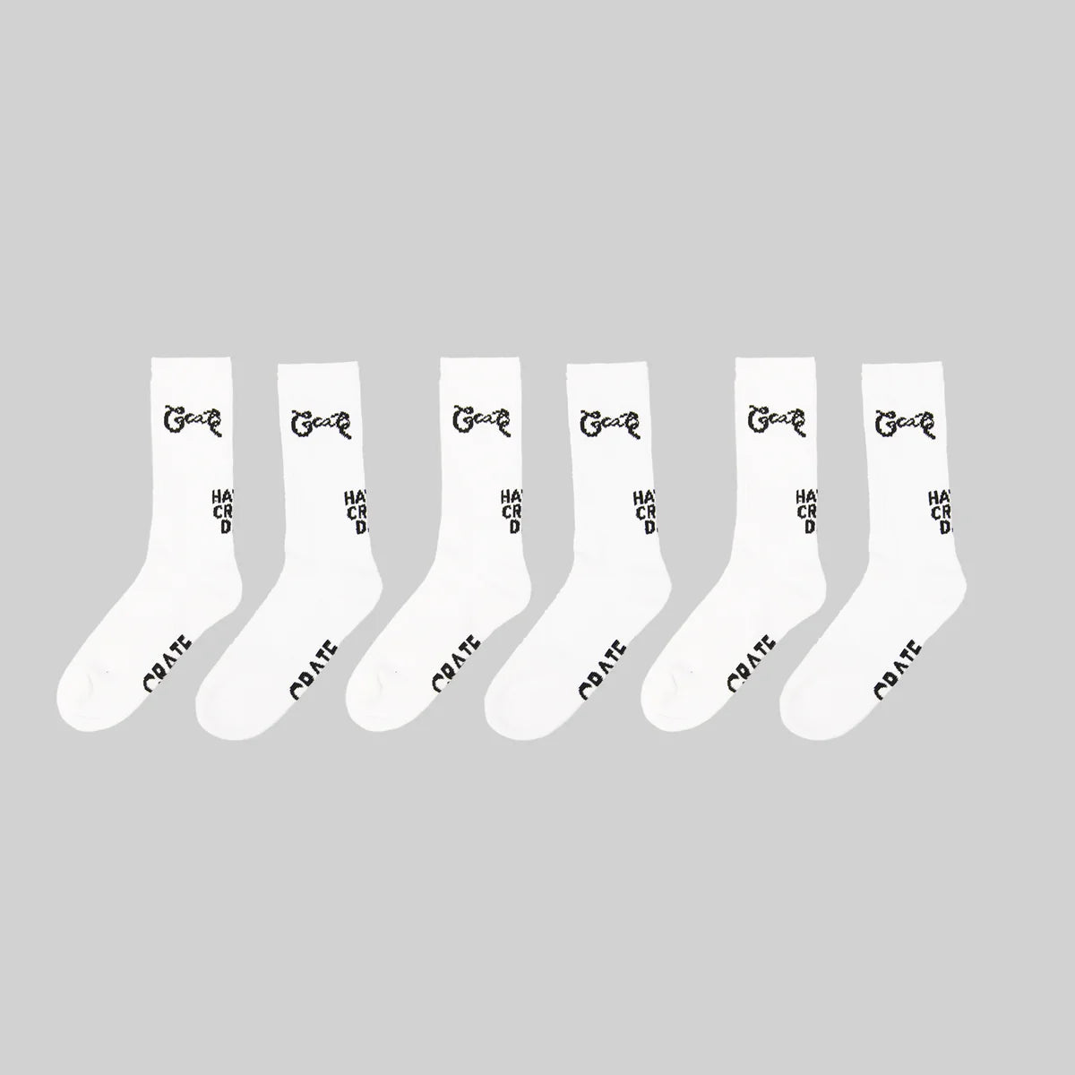 Crate Scripted Sock 3 Pack - White