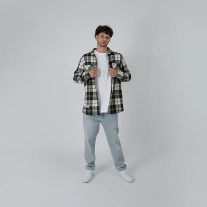Crate Mason Flannel Waffle Plad Shirt - Olive/White