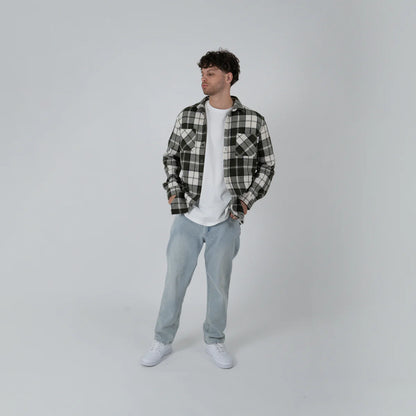 Crate Mason Flannel Waffle Plad Shirt - Olive/White