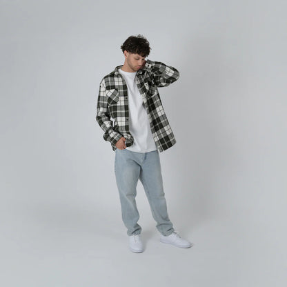 Crate Mason Flannel Waffle Plad Shirt - Olive/White