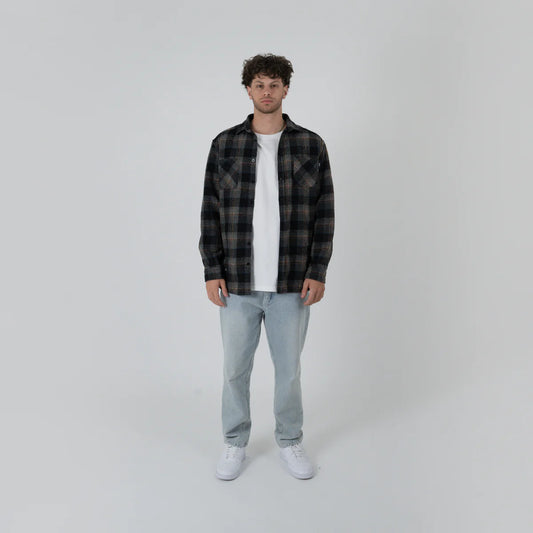 Crate Mason Flannel Shirt - Black/Navy/White
