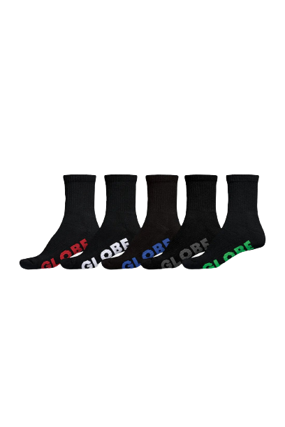 Globe Boys Stealth Crew Sock 5 Pack - Black Size 2-8